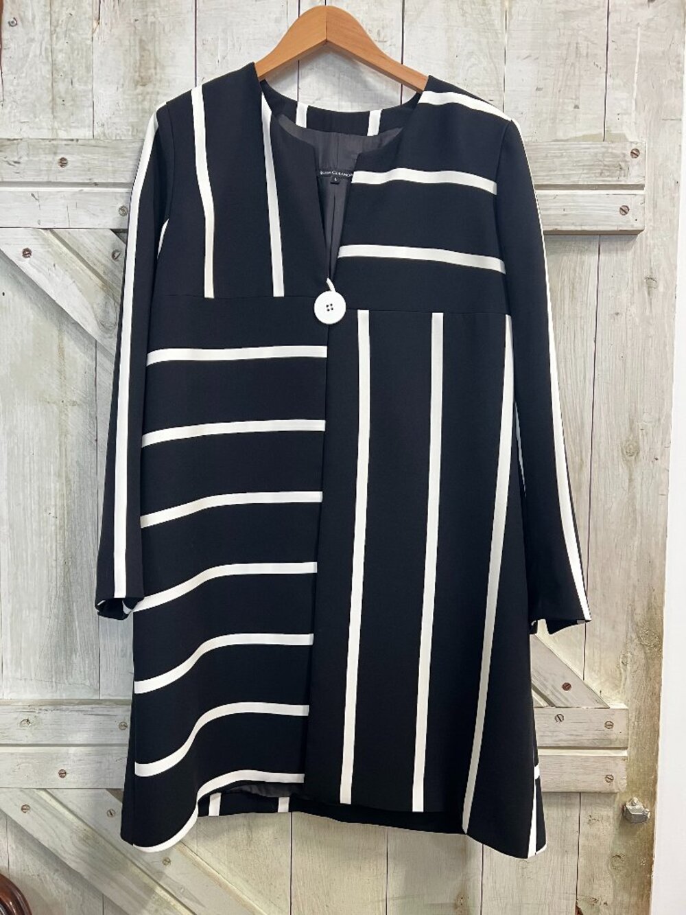 Luisa Cerano Black with White Stripes Jacket Size L